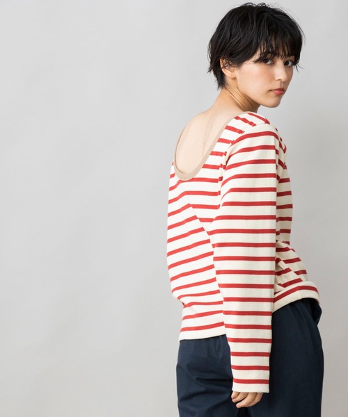 Munich(ミューニック)の「マリブサーキュラーリブボーダー バックUネックプルオーバー(Tシャツ/カットソー・レディース・ネイビー/キャメル/レッド・FREE)」の9枚目の写真