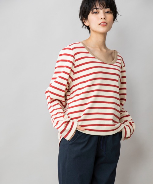Munich(ミューニック)の「マリブサーキュラーリブボーダー バックUネックプルオーバー(Tシャツ/カットソー・レディース・ネイビー/キャメル/レッド・FREE)」の10枚目の写真