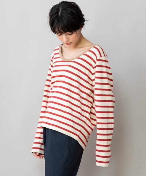 Munich(ミューニック)の「マリブサーキュラーリブボーダー バックUネックプルオーバー(Tシャツ/カットソー・レディース・ネイビー/キャメル/レッド・FREE)」の11枚目の写真
