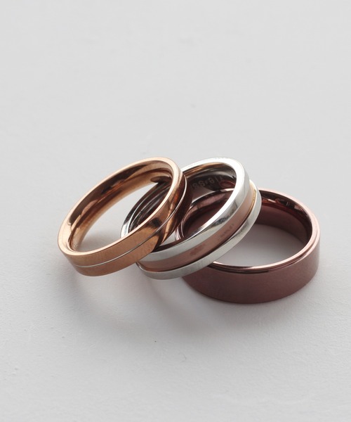 TONE SELECT GOODS（トーンセレクトグッズ）の「【vie】ステンレスリングセット/ブラウンカラー　金属アレルギーフリー（リング・レディース・ブラウン・11号/9号/13号/17号/19号/7号/21号/15号）」の3枚目の写真