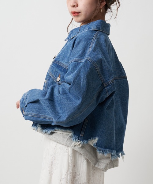 ダメージ短丈gジャン デニムジャケット Who S Chico フーズフーチコ のファッション Who S Who Who