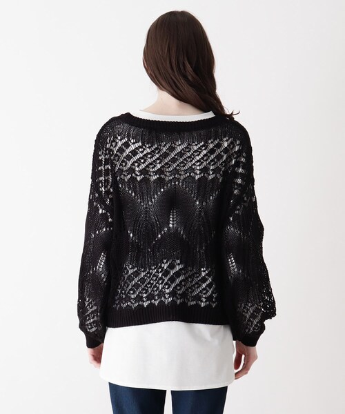 SHOO・LA・RUE（シューラルー）の「◆【2点セット】テープヤーン透かしニット+ロンT（その他トップス・レディース・ホワイト系/ブラック・03/02/04）」の12枚目の写真