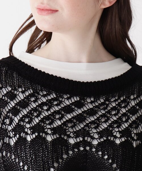 SHOO・LA・RUE（シューラルー）の「◆【2点セット】テープヤーン透かしニット+ロンT（その他トップス・レディース・ホワイト系/ブラック・03/02/04）」の7枚目の写真