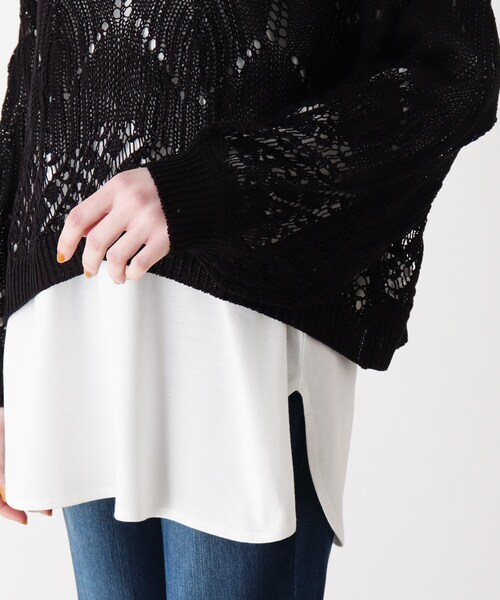 SHOO・LA・RUE（シューラルー）の「◆【2点セット】テープヤーン透かしニット+ロンT（その他トップス・レディース・ホワイト系/ブラック・03/02/04）」の8枚目の写真