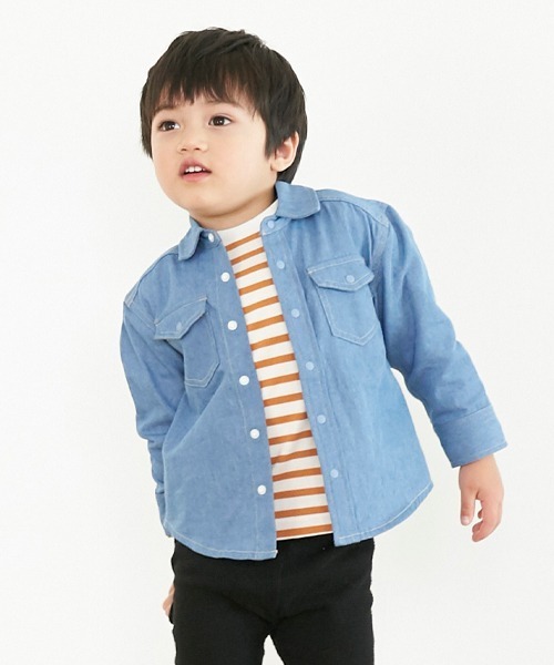 petit main(プティマイン)の「コットンロングスリーブシャツ(シャツ/ブラウス・キッズ・ブラック/レッド/ブルー・80cm/90cm/110cm/100cm/120cm/130cm)」の3枚目の写真