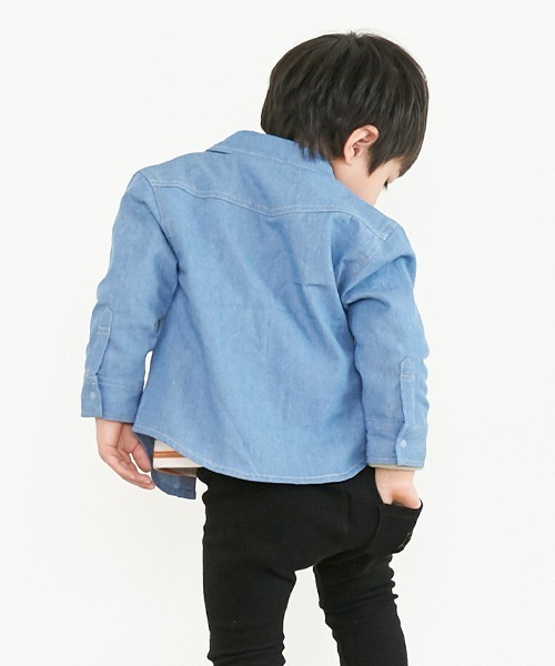 petit main(プティマイン)の「コットンロングスリーブシャツ(シャツ/ブラウス・キッズ・ブラック/レッド/ブルー・80cm/90cm/110cm/100cm/120cm/130cm)」の5枚目の写真