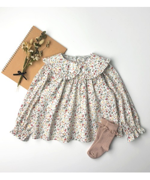 StompStamp（ストンプスタンプ）の「Coquette コケット　C231000 ﾋﾞｯｸ襟ﾌﾞﾗｳｽ（シャツ/ブラウス・キッズ・ホワイト・100cm/120cm/90cm/130cm/80ｃｍ/110cm）」の4枚目の写真