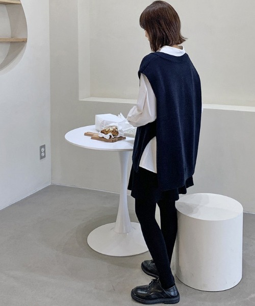 HOTPING（ホッピン）の「HOTPING サイドスリットVネックベスト（ベスト・レディース・アイボリー/ベージュ/ネイビー・FREE）」の21枚目の写真