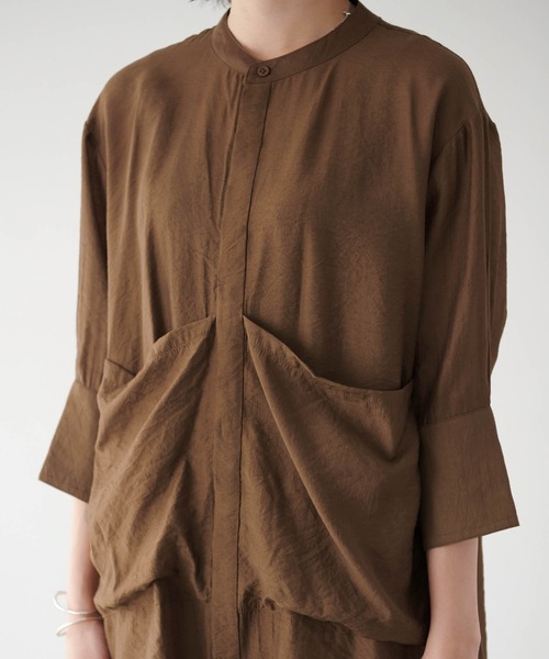 forksy.】シアーバンドカラービックポケットシャツ（シャツ/ブラウス