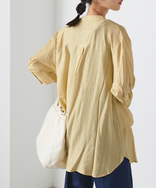 forksy.】シアーバンドカラービックポケットシャツ（シャツ