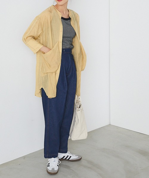 forksy.(フォルクシー)の「【forksy.】シアーバンドカラービックポケットシャツ(シャツ/ブラウス・レディース・ブラウン/グリーン/ライトイエロー・FREE)」の8枚目の写真