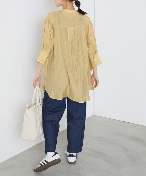 forksy.】シアーバンドカラービックポケットシャツ（シャツ/ブラウス