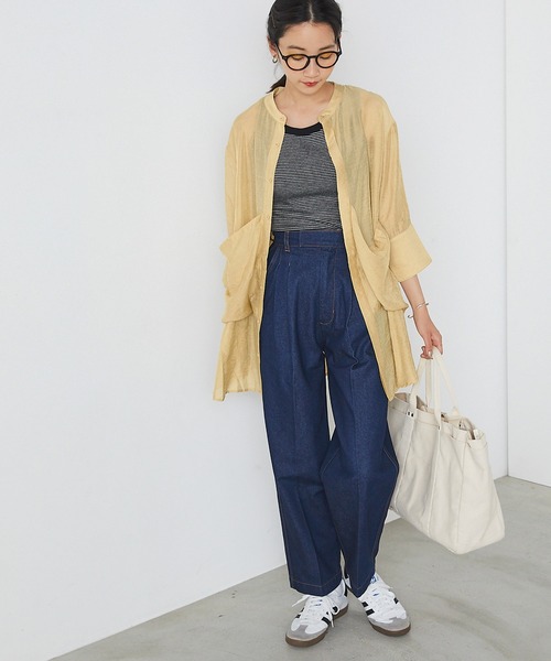 forksy.(フォルクシー)の「【forksy.】シアーバンドカラービックポケットシャツ(シャツ/ブラウス・レディース・ブラウン/グリーン/ライトイエロー・FREE)」の10枚目の写真