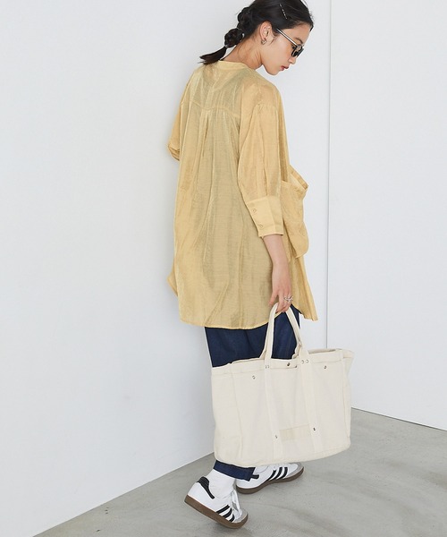 forksy.(フォルクシー)の「【forksy.】シアーバンドカラービックポケットシャツ(シャツ/ブラウス・レディース・ブラウン/グリーン/ライトイエロー・FREE)」の11枚目の写真