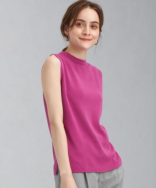 green label relaxing（グリーンレーベルリラクシング）の「[ 手洗い可能 ] CS ソウバリ バックボタン ノースリーブ プルオーバー ニット（ニット/セーター・レディース・ホワイト/ピンク/ブラウン・FREE）」の3枚目の写真