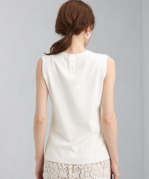 green label relaxing（グリーンレーベルリラクシング）の「[ 手洗い可能 ] CS ソウバリ バックボタン ノースリーブ プルオーバー ニット（ニット/セーター・レディース・ホワイト/ピンク/ブラウン・FREE）」の13枚目の写真