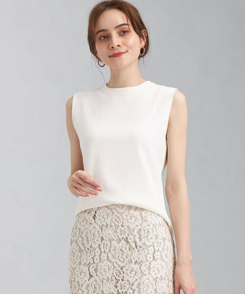 green label relaxing（グリーンレーベルリラクシング）の「[ 手洗い可能 ] CS ソウバリ バックボタン ノースリーブ プルオーバー ニット（ニット/セーター・レディース・ホワイト/ピンク/ブラウン・FREE）」の7枚目の写真