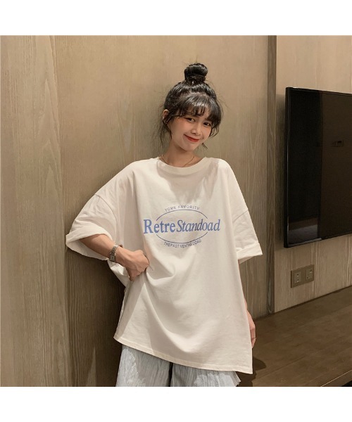 DEVICE(デバイス)の「ビッグシルエット ルーズ シンプル ロゴ オーバーサイズ 半袖 Tシャツ(Tシャツ/カットソー・レディース・ホワイト/グレー/ピンク・FREE)」の15枚目の写真