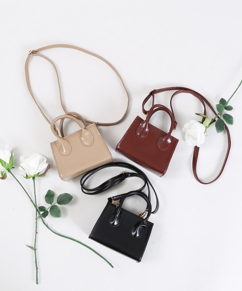 WC（ダブル シー）の「ミニハンドルスクエアバッグ（ショルダーバッグ・レディース・アイボリー/ブラック/ブラウン・FREE）」の11枚目の写真