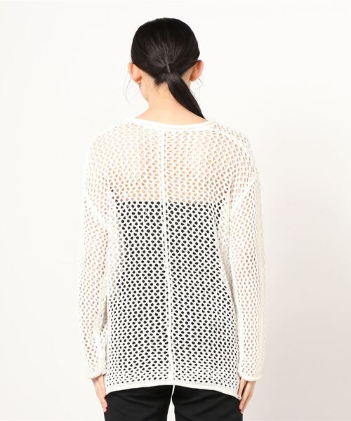 Per sist ence（パーシエンス）の「Per sist ence/パーシエンス　透かし編みチュニック（ニット/セーター・レディース・ブラック/オフホワイト/オレンジ・FREE）」の5枚目の写真