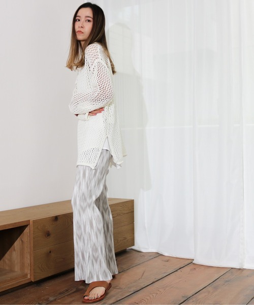 Per sist ence（パーシエンス）の「Per sist ence/パーシエンス　透かし編みチュニック（ニット/セーター・レディース・ブラック/オフホワイト/オレンジ・FREE）」の8枚目の写真