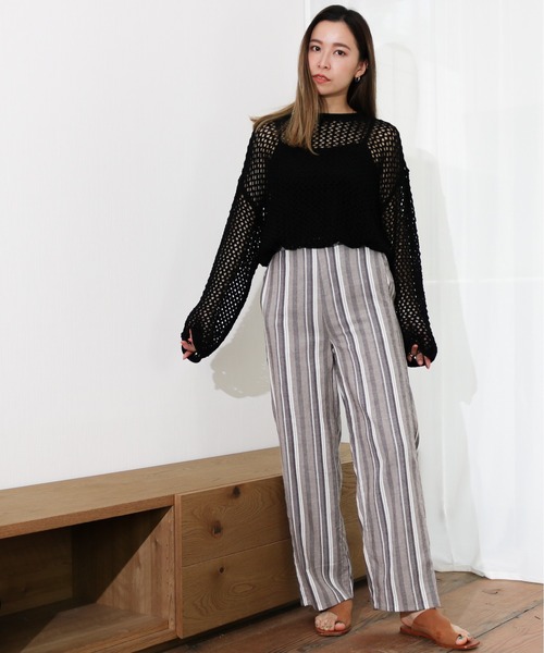 Per sist ence（パーシエンス）の「Per sist ence/パーシエンス　透かし編みチュニック（ニット/セーター・レディース・ブラック/オフホワイト/オレンジ・FREE）」の11枚目の写真