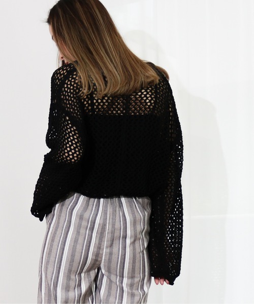 Per sist ence（パーシエンス）の「Per sist ence/パーシエンス　透かし編みチュニック（ニット/セーター・レディース・ブラック/オフホワイト/オレンジ・FREE）」の15枚目の写真
