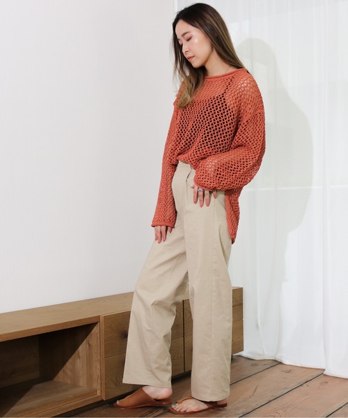 Per sist ence（パーシエンス）の「Per sist ence/パーシエンス　透かし編みチュニック（ニット/セーター・レディース・ブラック/オフホワイト/オレンジ・FREE）」の18枚目の写真