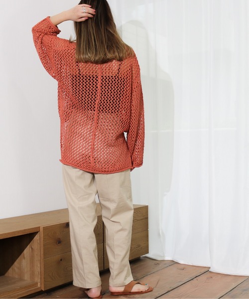 Per sist ence（パーシエンス）の「Per sist ence/パーシエンス　透かし編みチュニック（ニット/セーター・レディース・ブラック/オフホワイト/オレンジ・FREE）」の20枚目の写真