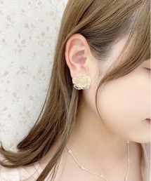 【apres jour×ARIAZ】クリア箔ローズイヤリング
