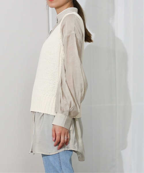 Per sist ence（パーシエンス）の「Per sist ence/パーシエンス　テープヤーン　天竺編みノースリーブニット（ベスト・レディース・ベージュ/オフホワイト/ブラウン/イエロー・FREE）」の7枚目の写真