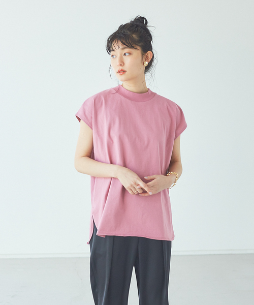abahouse mavie（アバハウスマヴィ）の「【EC先行販売】モックネックチュニック（Tシャツ/カットソー・レディース・ホワイト/チャコールグレー/ブラック/スモークピンク・フリー）」の12枚目の写真