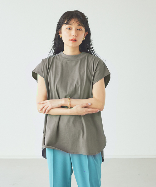 abahouse mavie（アバハウスマヴィ）の「【EC先行販売】モックネックチュニック（Tシャツ/カットソー・レディース・ホワイト/チャコールグレー/ブラック/スモークピンク・フリー）」の16枚目の写真