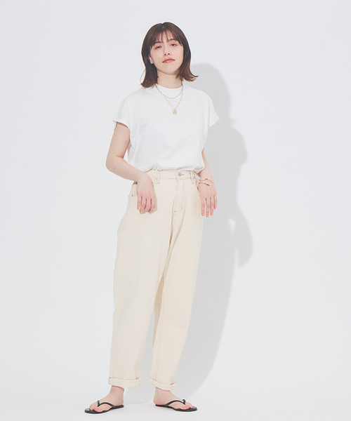 abahouse mavie（アバハウスマヴィ）の「【EC先行販売】モックネックチュニック（Tシャツ/カットソー・レディース・ホワイト/チャコールグレー/ブラック/スモークピンク・フリー）」の9枚目の写真