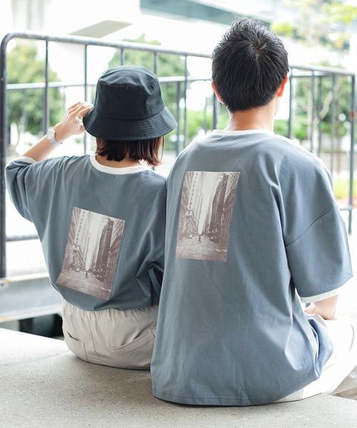 PairPair（ペアペア）の「バッグフォトプリントリンガーT（ユニセックス）（Tシャツ/カットソー・レディース・アイボリー/スミクロ/グレイッシュブルー・MEDIUM/LARGE）」の13枚目の写真