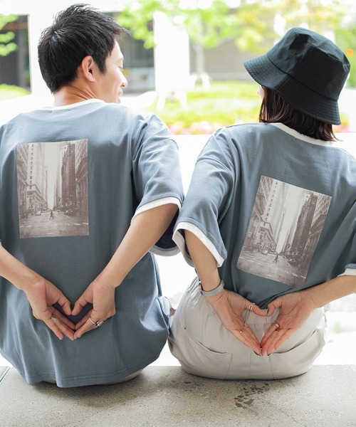 PairPair（ペアペア）の「バッグフォトプリントリンガーT（ユニセックス）（Tシャツ/カットソー・レディース・アイボリー/スミクロ/グレイッシュブルー・MEDIUM/LARGE）」の19枚目の写真