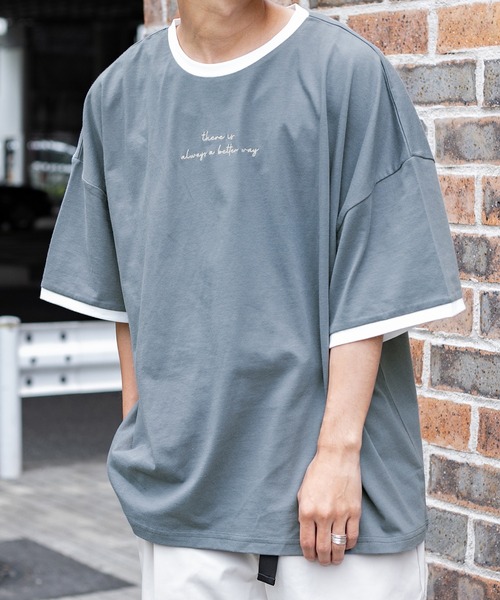 PairPair（ペアペア）の「バッグフォトプリントリンガーT（ユニセックス）（Tシャツ/カットソー・レディース・アイボリー/スミクロ/グレイッシュブルー・MEDIUM/LARGE）」の14枚目の写真