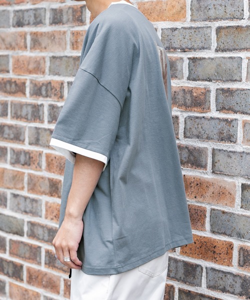 PairPair（ペアペア）の「バッグフォトプリントリンガーT（ユニセックス）（Tシャツ/カットソー・レディース・アイボリー/スミクロ/グレイッシュブルー・MEDIUM/LARGE）」の8枚目の写真