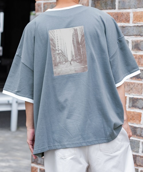 PairPair（ペアペア）の「バッグフォトプリントリンガーT（ユニセックス）（Tシャツ/カットソー・レディース・アイボリー/スミクロ/グレイッシュブルー・MEDIUM/LARGE）」の20枚目の写真