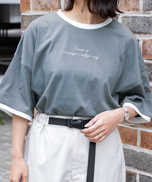 PairPair（ペアペア）の「バッグフォトプリントリンガーT（ユニセックス）（Tシャツ/カットソー・レディース・アイボリー/スミクロ/グレイッシュブルー・MEDIUM/LARGE）」の16枚目の写真