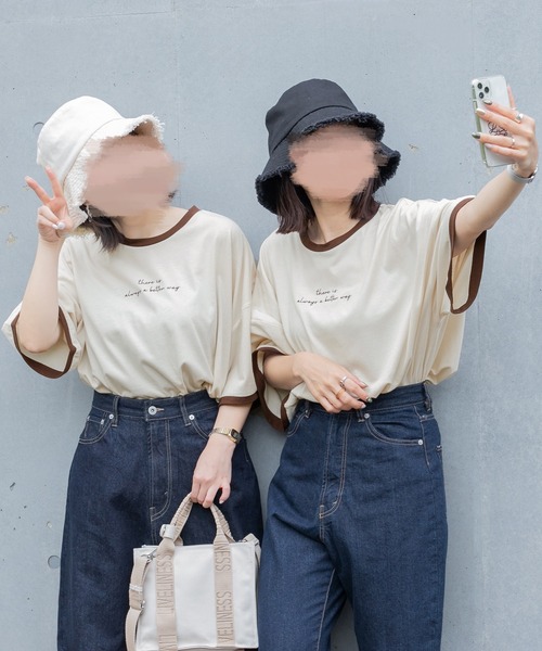 PairPair（ペアペア）の「バッグフォトプリントリンガーT（ユニセックス）（Tシャツ/カットソー・レディース・アイボリー/スミクロ/グレイッシュブルー・MEDIUM/LARGE）」の17枚目の写真