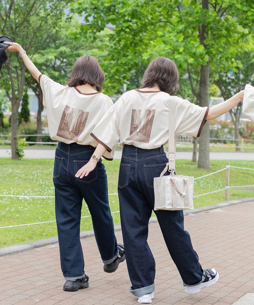 PairPair（ペアペア）の「バッグフォトプリントリンガーT（ユニセックス）（Tシャツ/カットソー・レディース・アイボリー/スミクロ/グレイッシュブルー・MEDIUM/LARGE）」の11枚目の写真