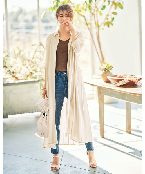 GeeRA（ジーラ）の「バックプリーツシャツワンピース（シャツワンピース・レディース・アイボリー/ネイビー/ベージュ・X-LARGE/LARGE/MEDIUM）」の6枚目の写真