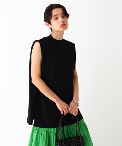 OPAQUE.CLIP（オペークドットクリップ）の「◆タックフレンチスリーブニット【WEB限定カラー・サイズ】（ニット/セーター・レディース・ブラック/サンドベージュ/ガンメタ/ホワイト系/オリーブ系3・38/40/42）」の2枚目の写真