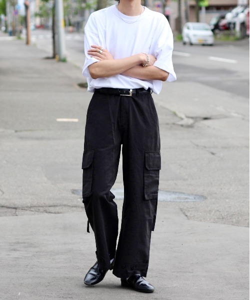 y/m by れぽすけ(イムバイレポスケ)の「ワイドミリタリーパンツ(カーゴパンツ・メンズ・ブラック/カーキ・MEDIUM/LARGE)」の7枚目の写真