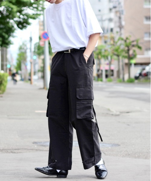y/m by れぽすけ(イムバイレポスケ)の「ワイドミリタリーパンツ(カーゴパンツ・メンズ・ブラック/カーキ・MEDIUM/LARGE)」の9枚目の写真
