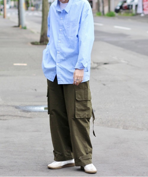 y/m by れぽすけ(イムバイレポスケ)の「ワイドミリタリーパンツ(カーゴパンツ・メンズ・ブラック/カーキ・MEDIUM/LARGE)」の4枚目の写真