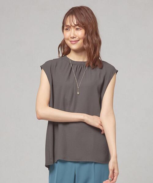 closet story（クローゼットストーリー）の「＜closet story（クローゼットストーリー）＞ジョーゼット バックボタン フレンチスリーブ ブラウス -手洗い可能-（シャツ/ブラウス・レディース・ライム/ダークグレー/ナチュラル・FREE）」の2枚目の写真