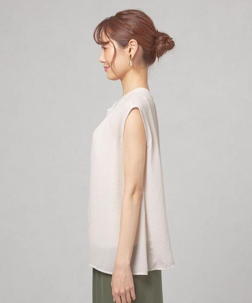 closet story（クローゼットストーリー）の「＜closet story（クローゼットストーリー）＞ジョーゼット バックボタン フレンチスリーブ ブラウス -手洗い可能-（シャツ/ブラウス・レディース・ライム/ダークグレー/ナチュラル・FREE）」の5枚目の写真