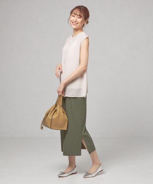 closet story（クローゼットストーリー）の「＜closet story（クローゼットストーリー）＞ジョーゼット バックボタン フレンチスリーブ ブラウス -手洗い可能-（シャツ/ブラウス・レディース・ライム/ダークグレー/ナチュラル・FREE）」の8枚目の写真